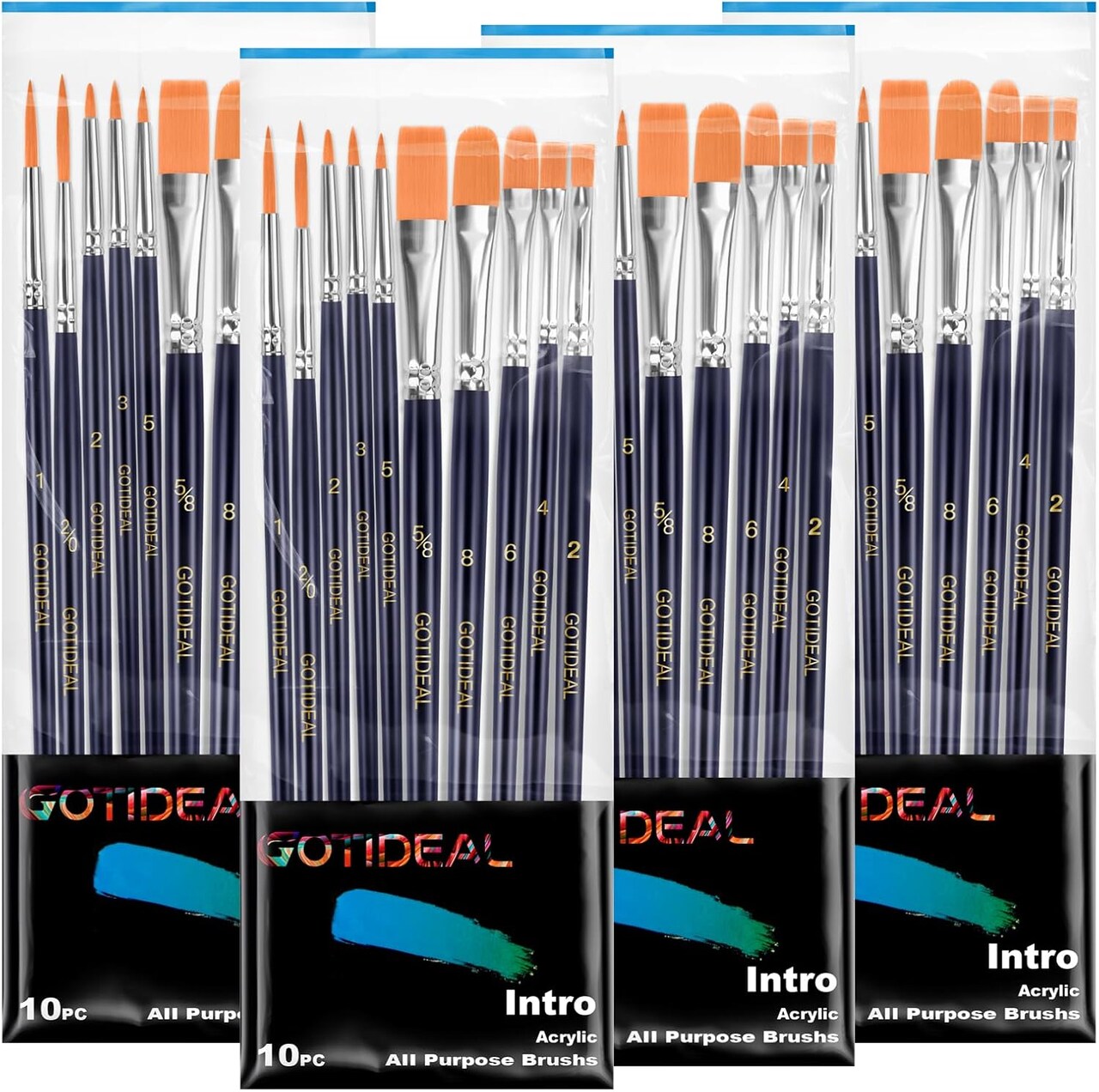 Paint Brush Set, 40 Pcs Round Pointed Tip, Small Nylon Hair Brushes for Acrylic, Oil and Gouache,Body, Face Nail Art and Rock Painting, Perfect for Kids & Adult